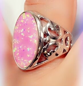 Pink Triplet Opal, Sterling Silver Gemstone Ring